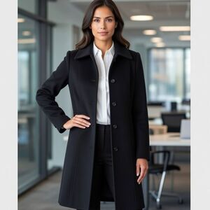 Vintage J. Crew Lady Day Wool Trench Longline Pea Coat Winter Minimalist Size 6